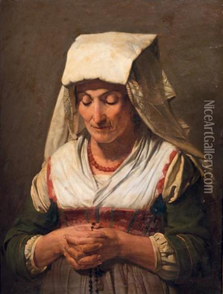 Portrait D'une Paysanne Des Abruzzes Oil Painting - Jean-Victor Schnetz