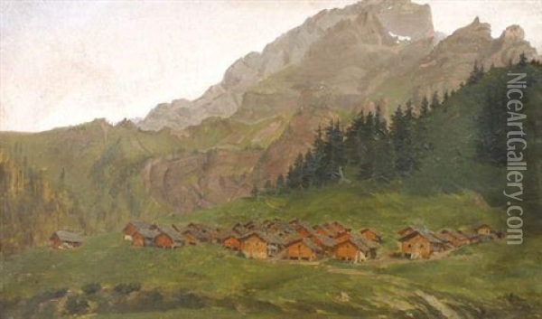 Le Village De Taveyamraz Oil Painting - Leon-Auguste Melle