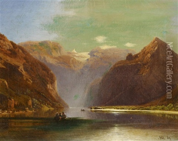 Der Konigssee Mit Verschneiter Konigsspitze Im Hintergrund Oil Painting - Franz Alt