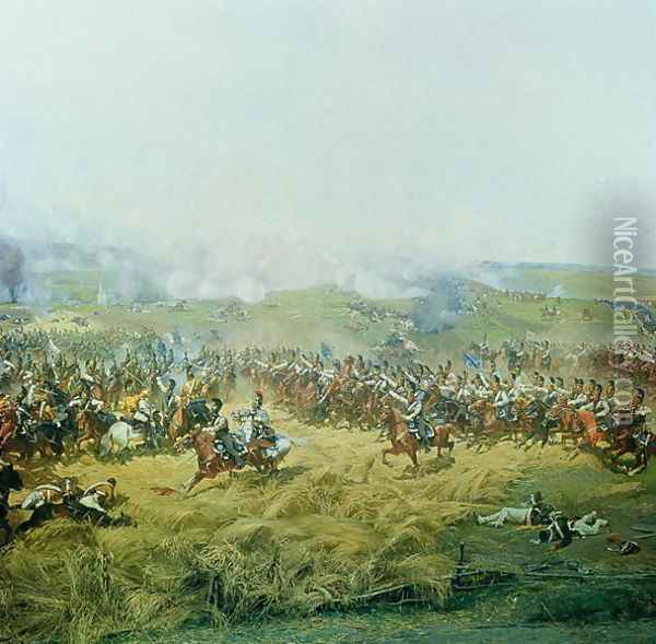 The Rayevsky Batter, detail from the Battle of Borodino in 1812 Oil Painting - Frants Alekseevich Rubo