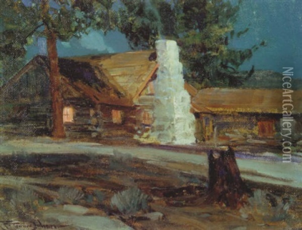 Callahan Cabin In Redlands Oil Painting - Frank Tenney Johnson