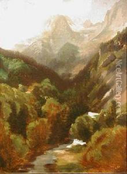 Pejzaz, 1871 (?) Oil Painting - Arnold Steffan