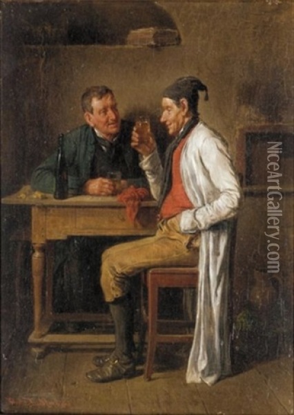 Drinking Friends Oil Painting - Friedrich Ritter von Malheim Friedlaender