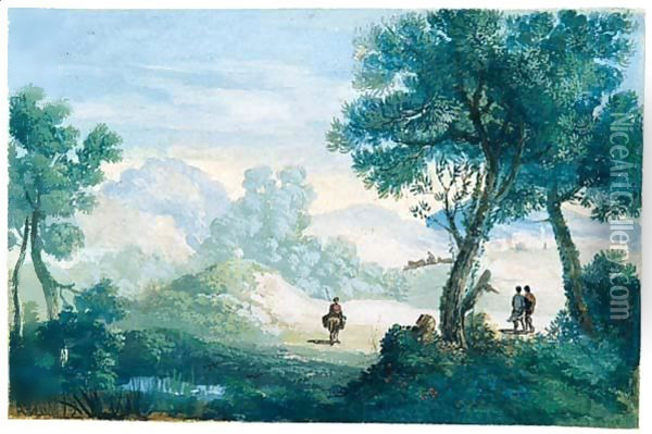 Both Gouache Oil Painting - Giuseppe Bernardino Bison