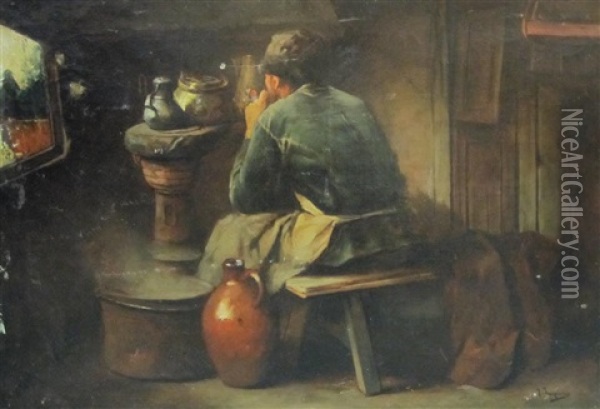 In A Cottage Interior Oil Painting - Josse Impens