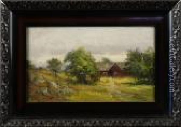 Rod Stuga I Landskap Oil Painting - Severin Nilson