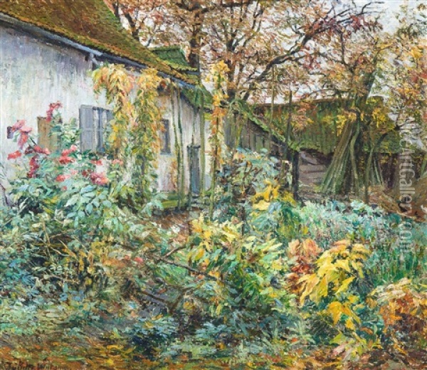 Jardin Fleuri Pres De La Ferme Oil Painting - Juliette Wytsman