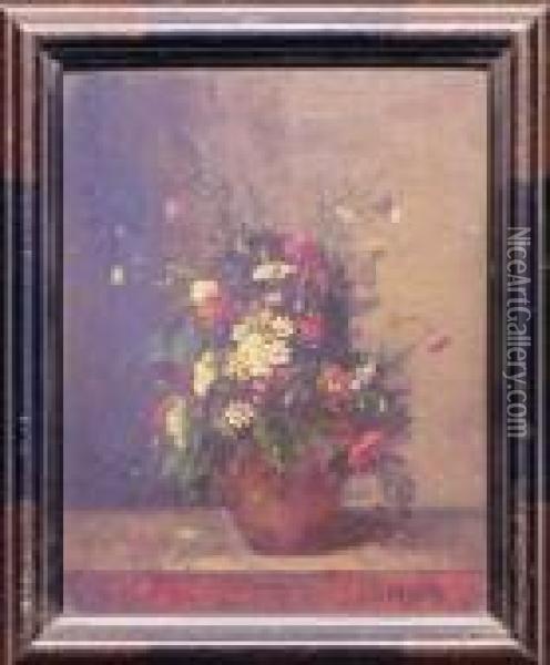 Floral Still Life Oil Painting - Eugene Isabey