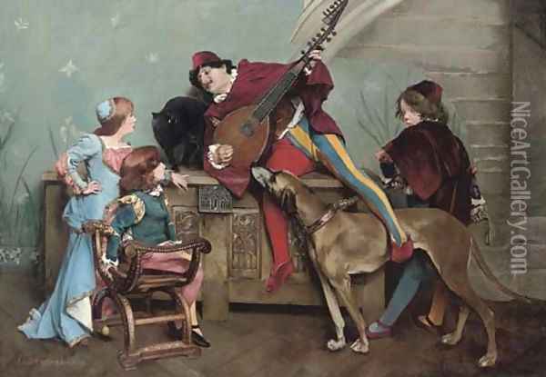 The minstrel's song Oil Painting - Louis Robert Carrier-Belleuse
