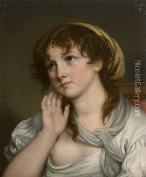 Jeune Fille En Buste Oil Painting - Jean Baptiste Greuze
