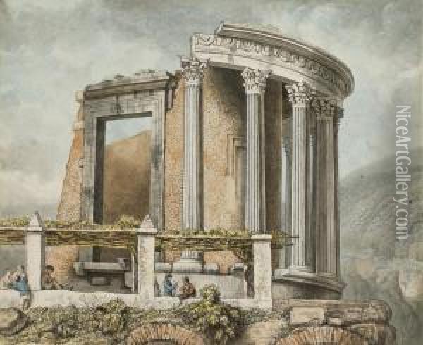 The Temple Of The Sibyl At Tivoli Oil Painting - Johann Heinrich Wilhelm Tischbein I