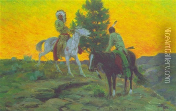 Indian Scouts Oil Painting - Elling William Gollings