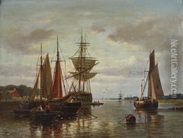 Harbour Scene Oil Painting - Abraham Hulk the Younger