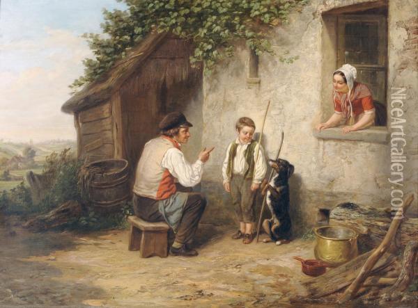Learning To Beg Oil Painting - Henri Jozef Dillens