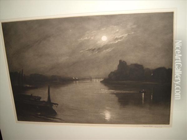 The Night Picketboat At Hammersmith Oil Painting - Frank Short