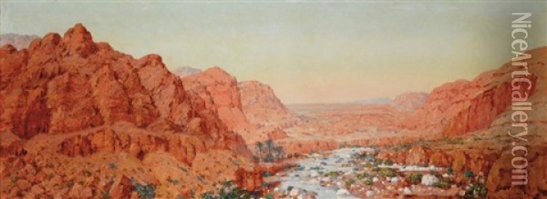 Les Gorges Rouges Oil Painting - Eugene F. A. Deshayes