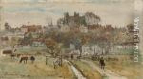 View Of Lewes, East Sussex Oil Painting - Herbert Menzies Marshall