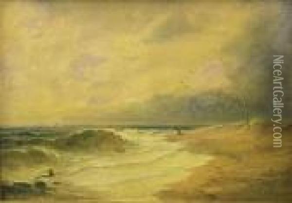 Figure On A Deserted Beach Oil Painting - John Moore Of Ipswich