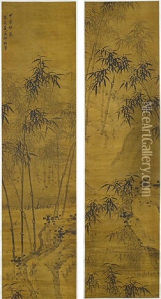 Bamboo (pair) Oil Painting -  Xia Chang