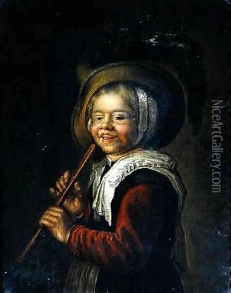 Girl with a recorder Oil Painting - Jan Miense Molenaer