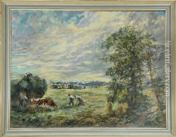 Bauern Bei Der Heuernte Im Chiemgau Oil Painting - Hans Kaufmann