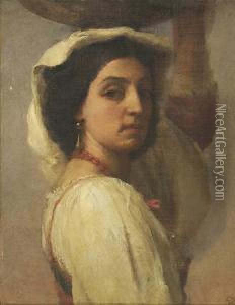 Portrait Of Anitalian Maiden Oil Painting - Richard Morrell Staigg