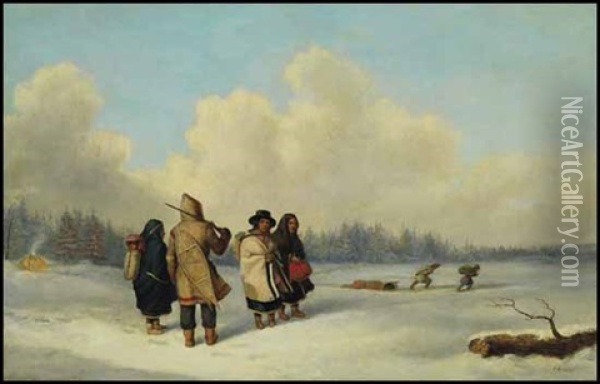 Indian Hunters And Trappers Oil Painting - Cornelius David Krieghoff