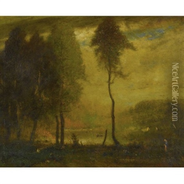 The Pond - Late Afternoon Oil Painting - Elliot Daingerfield