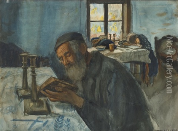 Shabbat Afternoon Oil Painting - Maurice Minkowski