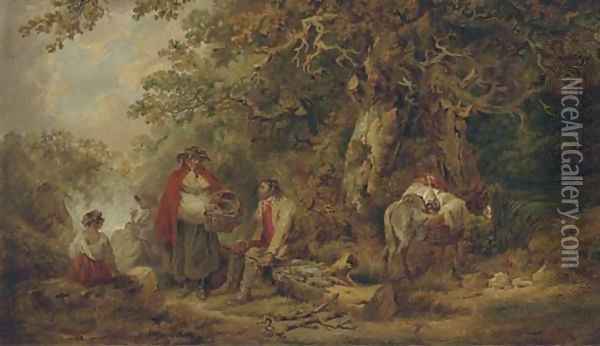 The gypsy encampment 2 Oil Painting - George Morland