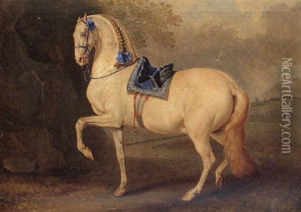 A Lipizzaner Stallion Oil Painting - Johann Georg de Hamilton