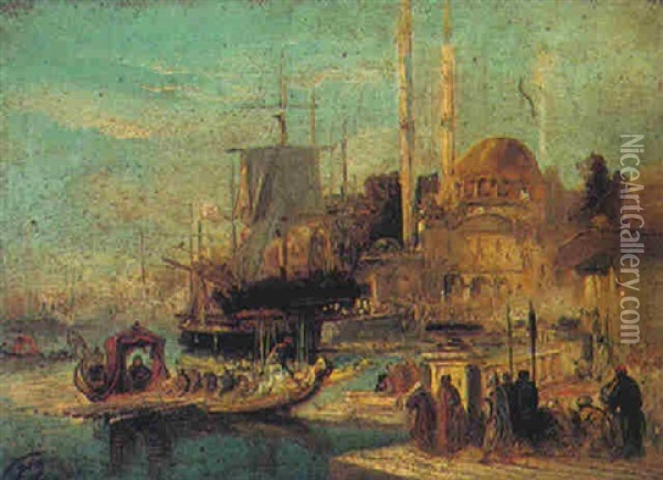 Tophane Mosque On The Bosphorus Oil Painting - Jacob Jacobs