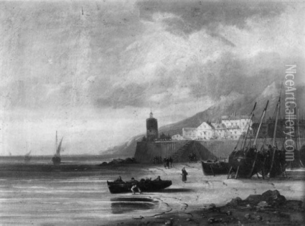 Scene De Port Mediterraneen Oil Painting - Ippolito Caffi