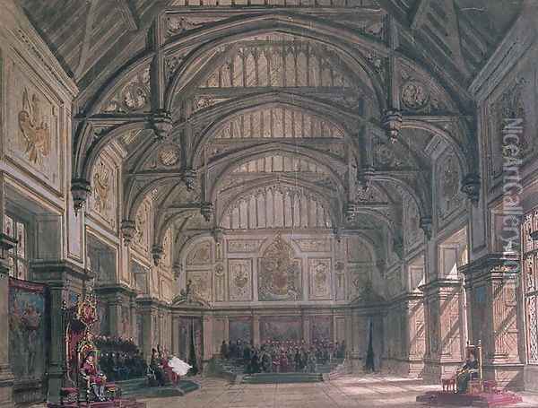 Stage set for Act III of the play 'Henry VIII' by William Shakespeare, 1882 Oil Painting - Philippe Marie Chaperon