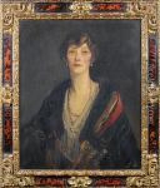 Portrait Of Mrs St. John Graham Oil Painting - John Lavery