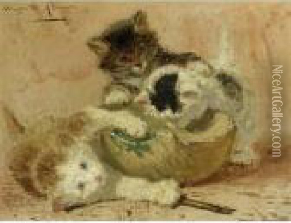 Playful Kittens Oil Painting - Henriette Ronner-Knip