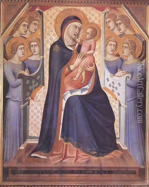 Madonna Enthroned with Angels 1340 Oil Painting - Pietro Lorenzetti