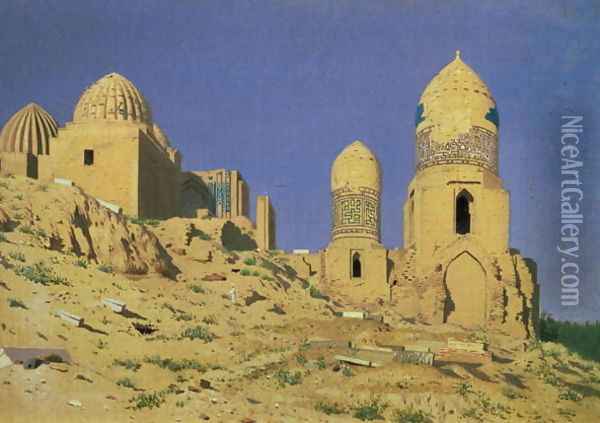 Hazreti Shakh-i-Zindeh Mausoleum in Samarkand, 1869-70 Oil Painting - Vasili Vasilyevich Vereshchagin