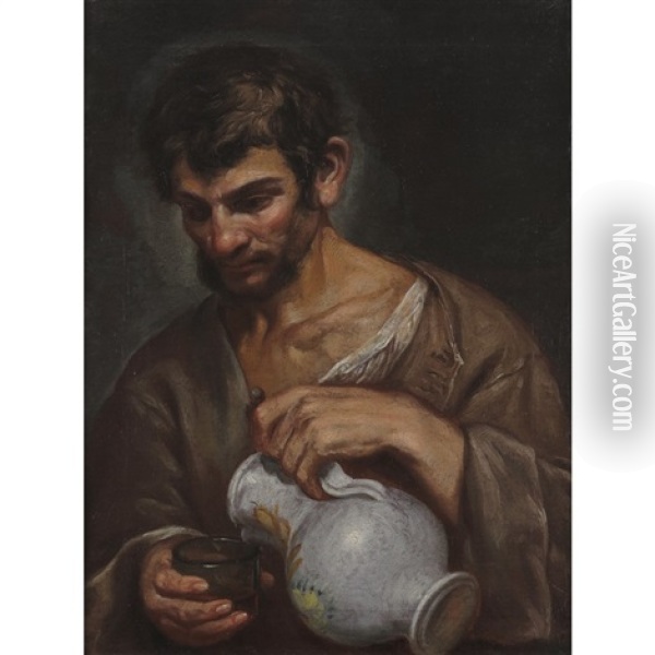 The Water Carrier Oil Painting - Antonio Puga