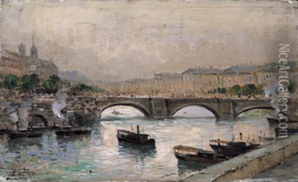 Le Pont Neuf, Paris Oil Painting - Angelo Costa