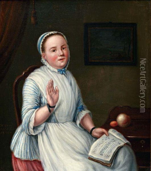 Jonge Vrouw Met Zangboek Oil Painting - Hendrik Carr