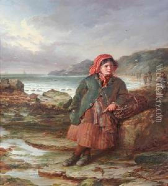 Fishergirl On The Shore Oil Painting - Jonathan Pratt