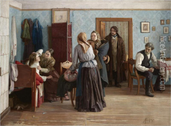 The Farewell Oil Painting - Mikhail Ivanovich Ignat'Ev