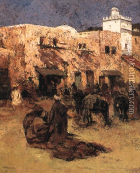 Marche Au Maroc Oil Painting - Charles Henri Gaston Dagnac-Riviere