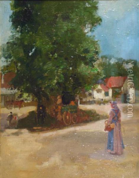 The Village Square Oil Painting - John Lochhead