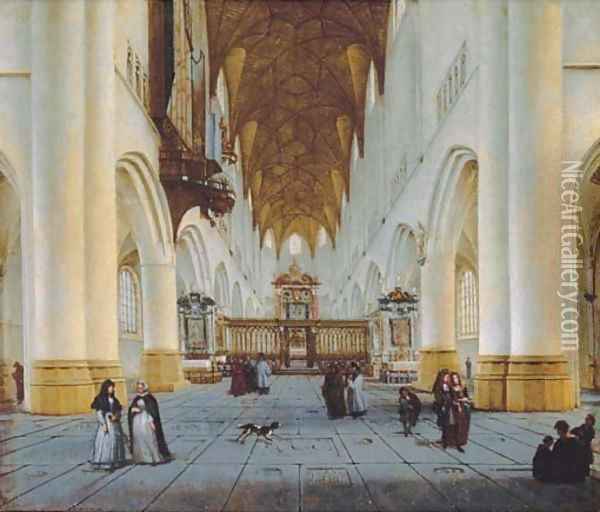 The interior of St. Bavo's, Haarlem Oil Painting - Isaak Nickelen