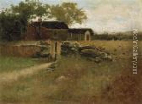 House With A Stonewall Oil Painting - John Francis Murphy