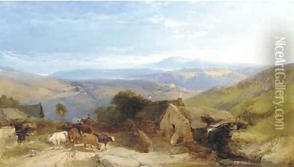 Scene in the Scottish Highlands, afternoon effect Oil Painting - Henry Bright