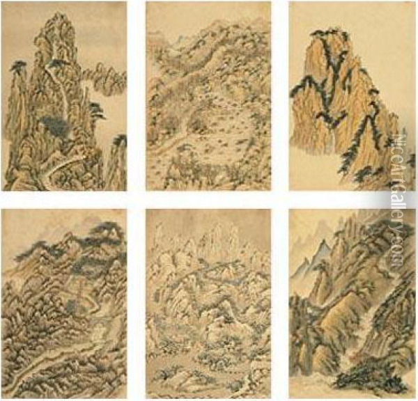 Views Of Mount Huang Oil Painting - Wang Jun
