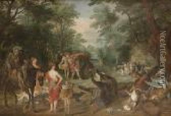 Diana The Huntress And Her Nymphs With The Spoils Of The Hunt Oil Painting - Jan Brueghel the Younger
